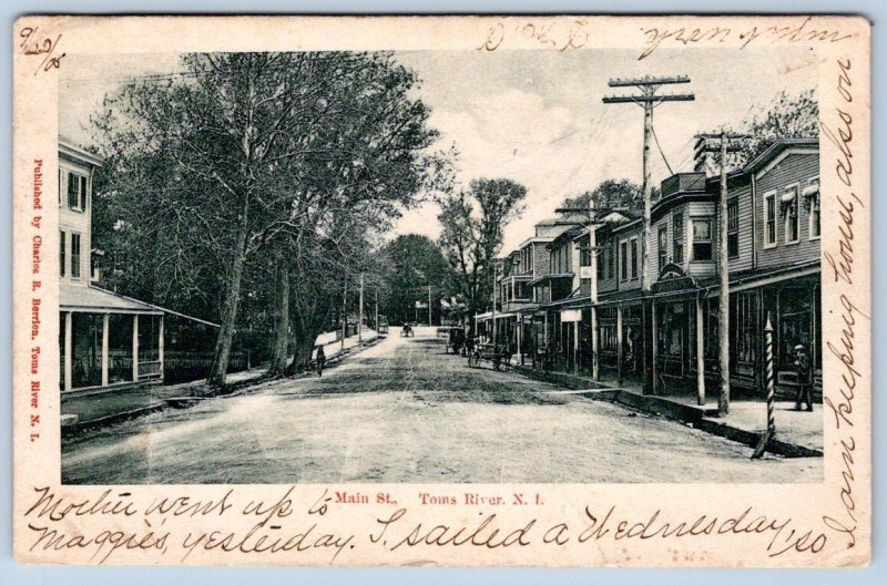 1905 TOMS RIVER NEW JERSEY NJ MAIN STREET PUBLISHED BY CHARLES BERRIEN POSTCARD