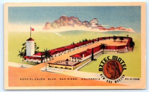 SAN DIEGO, California CA ~ Roadside AZTEC MOTEL c1940s A. Leaman Davis Postcard