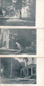 (5 cards) Walworth NY New York Street Scenes High Church Main Rochester Academy