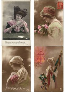 GLAMOUR LADIES WITH HATS REAL PHOTO 200 Vintage Postcards pre-1940 (L2948)