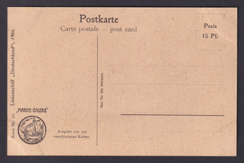 Vinatge postcard GERMANY Marine-Galerie Nr.33 - Battleship Deutschland