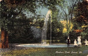 c.'09, Beautiful Fountain at Madison  Park , Msg, Quincy, IL, Old Post Card