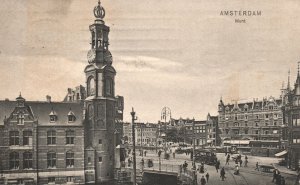 Vintage Postcard Amsterdam Munt Munttoren Tower Netherlands NL
