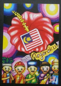 [AG] P19 Malaysia Negaraku Traditional Costumes Flower Festival (postcard) *New