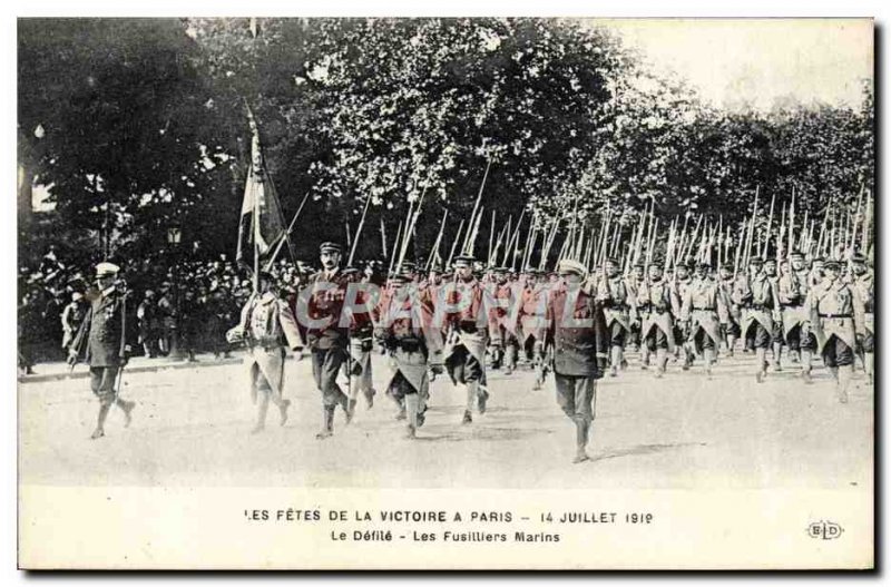 Old Postcard The Paris Fetes De La Victoire July 14, 1919 The parade The Rifl...