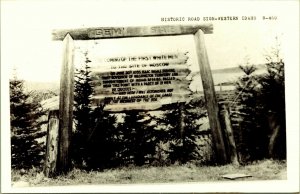 RPPC Historic Road Sign Western Gem State Idaho Real Photo Postcard