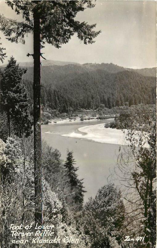 Foot Of Lower Terwer Riffle Near Klamath Glen, CA Real Photo Postcard