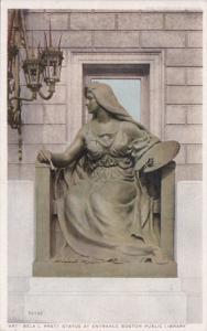 Massachusetts Boston Public Library Bela L Pratt Statue At Entrance Detroit P...