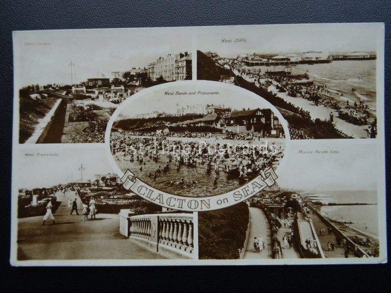 Essex CLACTON ON SEA 5 Image Multiview c1930's RP Postcard