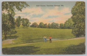 Linen~Folks At The Golf Course~Excelsior Springs MO~Tichnor~Vintage Postcard