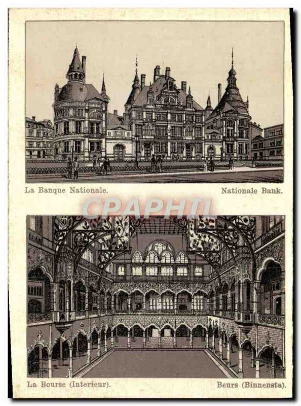 Old Postcard The Basque National Bank The National Stock Exchange Antwerp Beurs