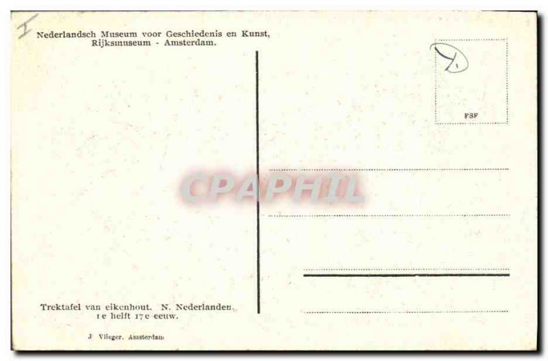 Old Postcard Rijksmuseum Amsterdam Trektafel
