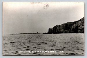 1961 Whitehead Cushing Island Maine Lighthouse RPPC Postcard Seascape