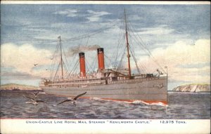 Union Castle Line Royal Mail Steamship Kenilworth Castle c1910 Postcard
