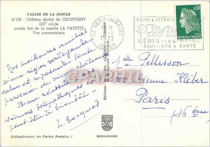 Modern Postcard Chateau Feodal Chouvigny thirteenth Century Vallee Sioul