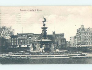 Pre-Chrome FOUNTAIN SCENE Hartford Connecticut CT AH6571