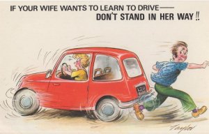 Wife Learner Driver Plate Comic 1970s Learning To Drive Postcard