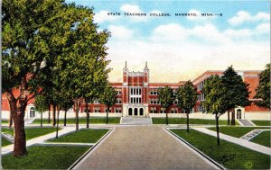 Vtg Mankato Minnesota MN State Teachers College Campus 1930s Linen View Postcard