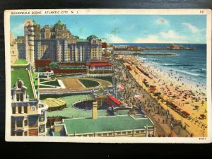 Vintage Postcard 1937 Boardwalk Scene Atlantic City N.J.