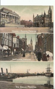 Lancashire Postcard - Market Square - Fishergate and The Docks - Preston  17780A