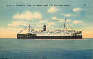  Steamship Cuba Key West Florida Vintage Linen Postcard 