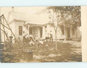 Pre-1918 rppc architecture ANTIQUE SWINGSET BY THE HOUSE HL9949