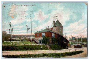 1908 The Canadian Salt Company C.P.R. Station Windsor Canada Antique Postcard