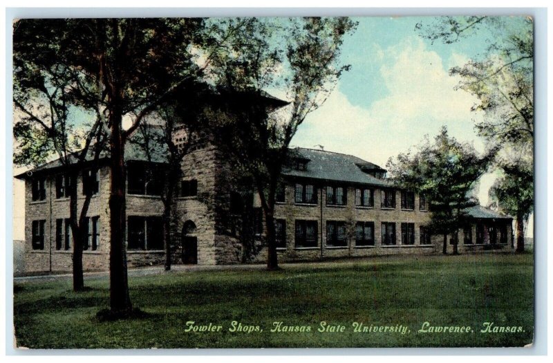 c1910 Fowler Shops Kansas State University Exterior Lawrence Kansas KS Postcard