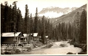 RPPC Amphitheater Ampitheatre Mountain Cabins Montana Real Photo Postcard EKC