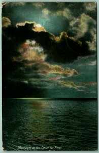Moonlight Night View on Columbia River Washington Oregon 1908 DB Postcard H7