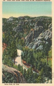 Vintage Postcard Scene Grand View Point Mt. Rushmore Black Hills South Dakota SD