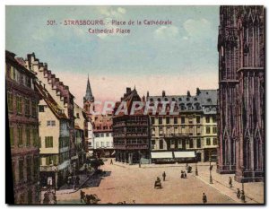 Postcard Old Strasbourg Place De La Cathedrale