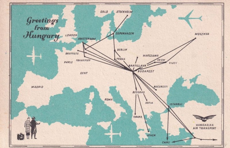 Hungarian Map Budapest Hungary 1970s QSL Amateur Radio Card