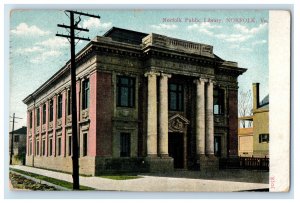 1910 Norfolk Public Library Norfolk Virginia VA Antique Posted Postcard