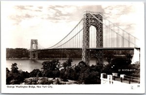 George Washington Bridge New York City NYC Forest Real Photo RPPC Postcard