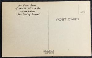 Postcard Unused Trader Vic's at Statler Hilton Boston MA LB