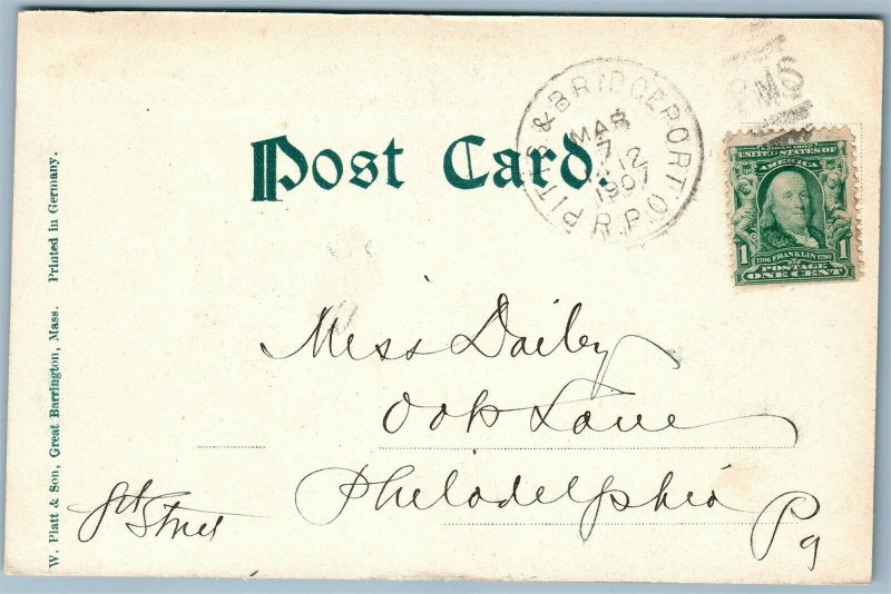 GREAT BARRINGTON MA SEARLES HIGH SCHOOL ANTIQUE POSTCARD