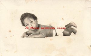 Black Americana, RPPC, Studio Shot, Baby in Diapers