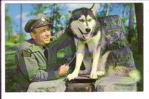 Len Cote and Smokey, Husky Dog, Marten River, North Bay, Ontario, 