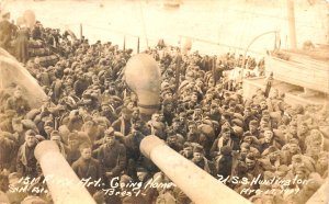 U. S.S. Huntington Sailors & Ship Going Home 4-17-1919, Real Photo Postcard