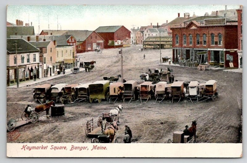 Bangor ME Maine Haymarket Square Postcard W24