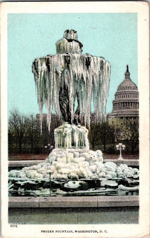 FROZEN FOUNTAIN, WASHINGTON, D. C. Vintage Postcard K3