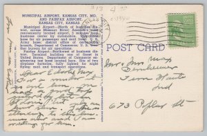 Aircraft~Municipal Airport~Administration Bldg~Kansas City MO~Vintage Postcard 