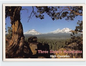 Postcard Three Sisters Mountains, High Cascades, Oregon