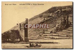 Old Postcard Gruss vom Mäuseturm u Ruin Ehrenfels