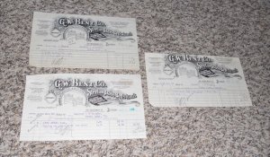 Lot Of 3 Gw Bent CO Steel Brass Bedsteads Boston Ma Letterhead Receipts (K1)