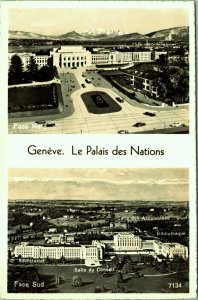 RPPC The Palace of Nations Geneva Switzerland Real Photo Postcard