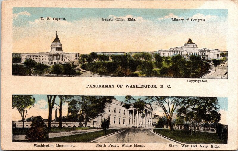 Panoramas Multi View Government Buildings Washington DC WB Cancel WOB Postcard