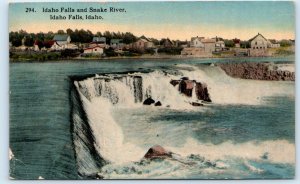 IDAHO FALLS, ID ~ View of TOWN, FALLS & SNAKE RIVER c1910s Bonneville County