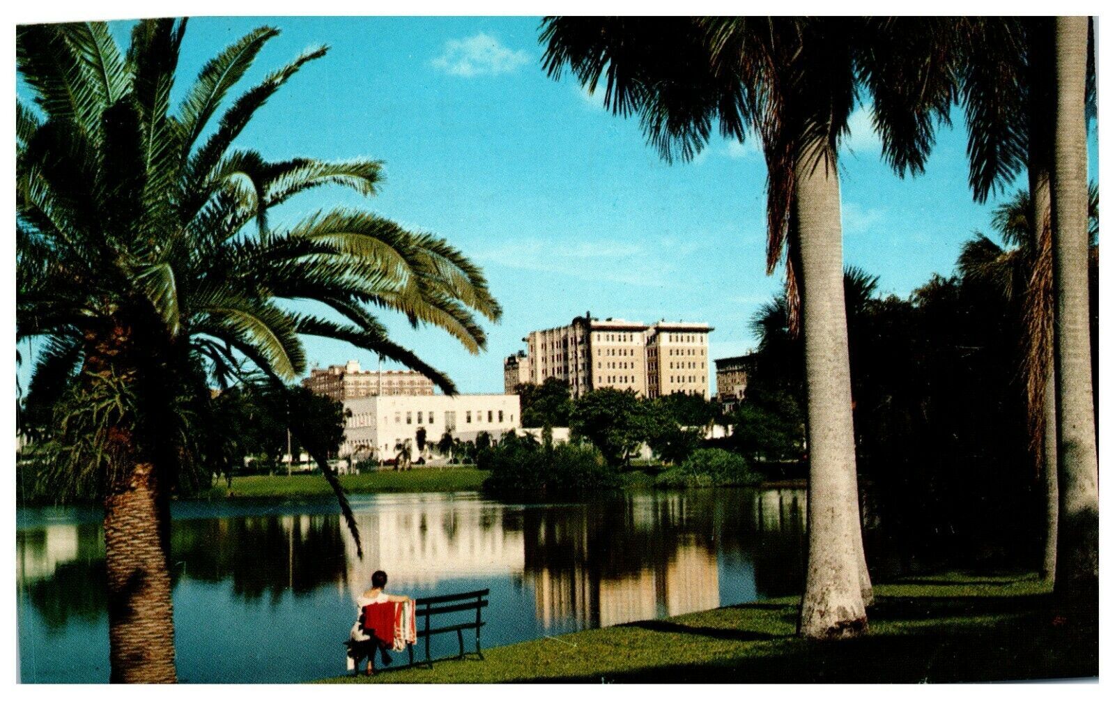 Postcard 1965 Chrome era View of Saint Petersburg Skyline mirror lake